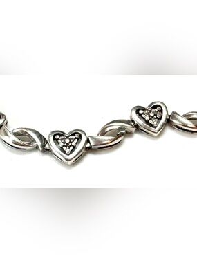 Sterling Silver and Diamond Heart Bracelet Lovely